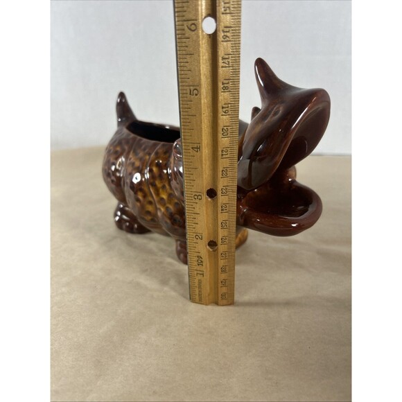 Rhinoceros rhino ceramic planter figurine Vintage anthropomorphic sculpture RARE - Picture 9 of 12